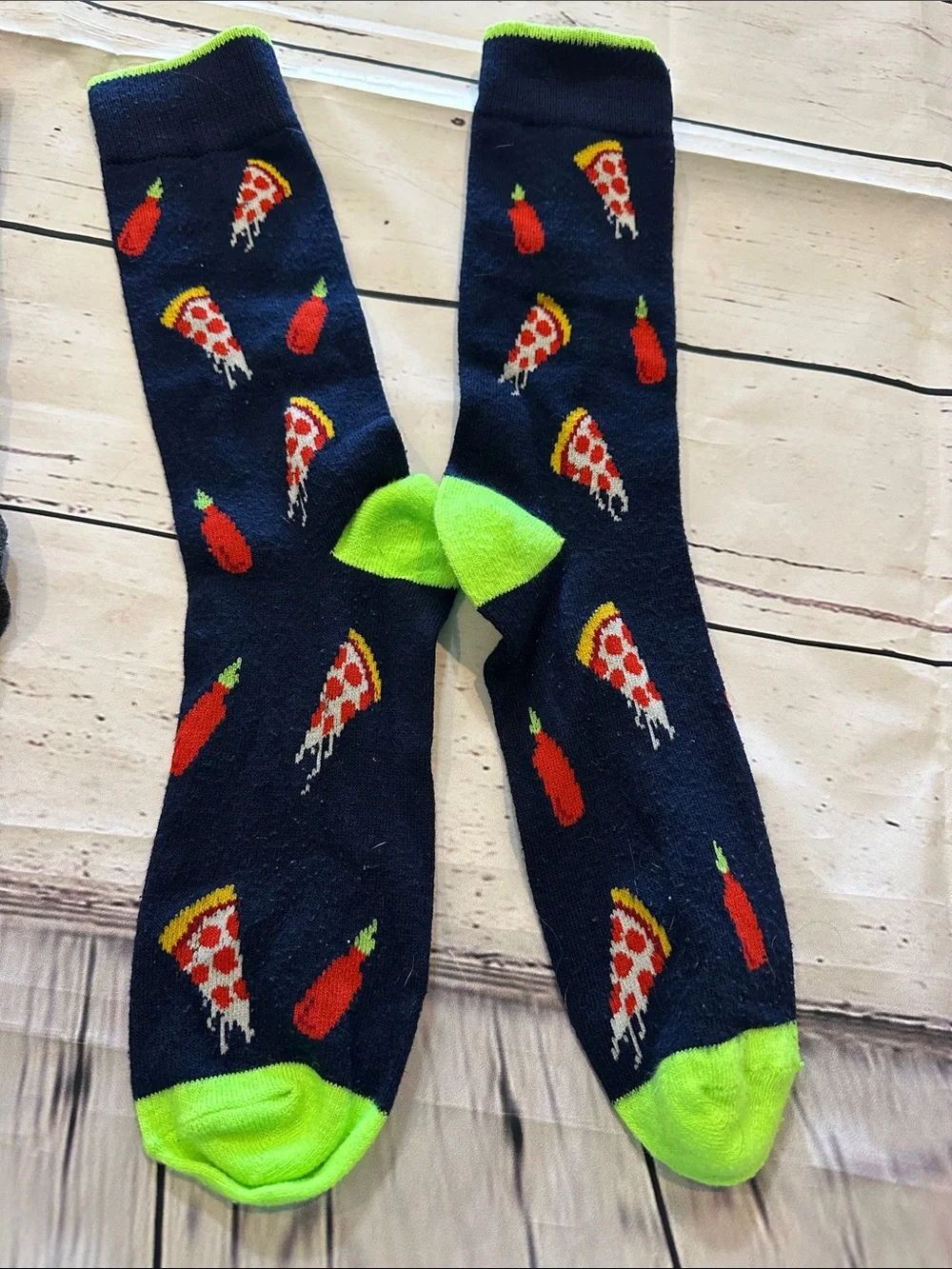 Novelty Pizza & Bacon Crew Socks - Men's Fun Food Socks